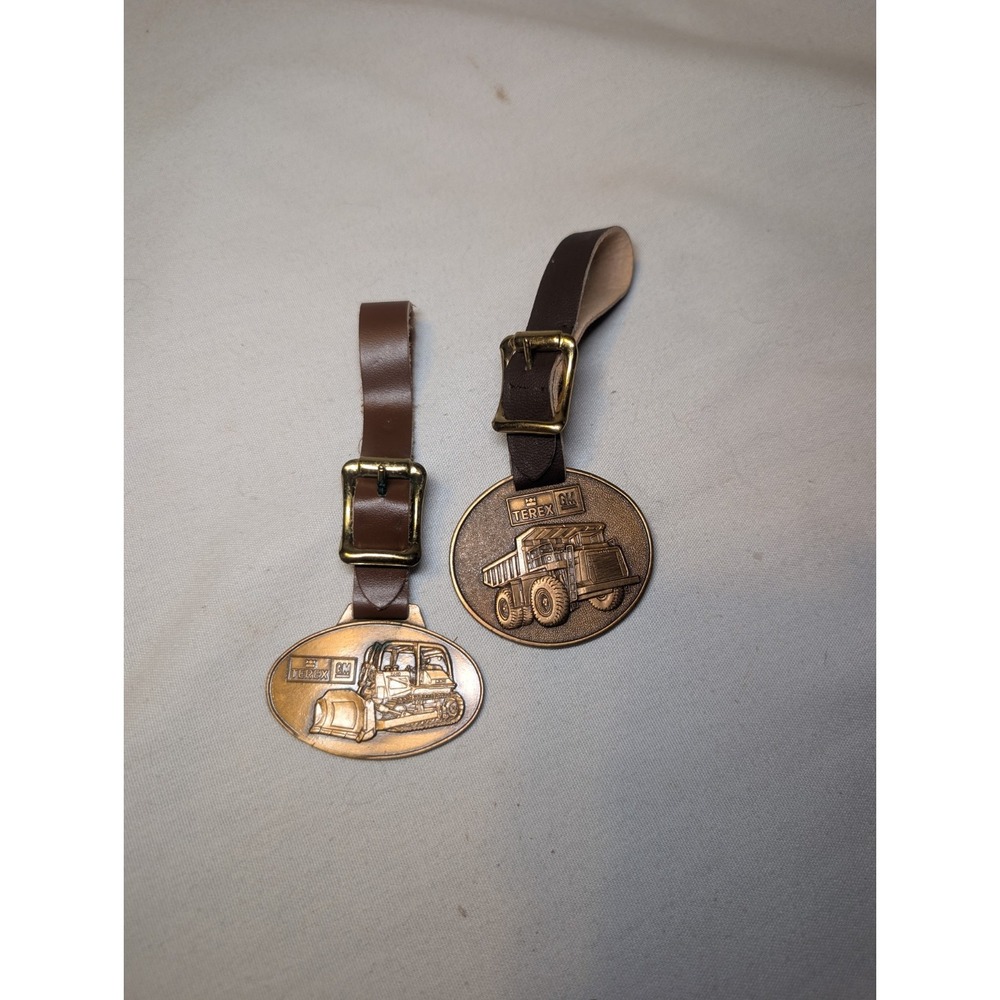 2x Vintage TEREX GM General Motors Earthmoving Equipment Key Fob Keychain